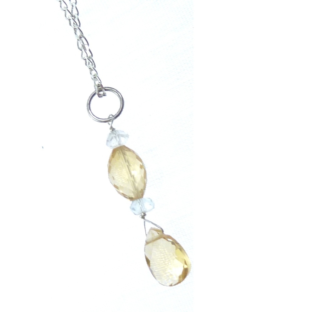 Citrine & Aquamarine Gemstone Drop Necklace